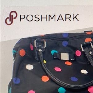 Lulu Guinness Black Multicolored Polka Dot Bag XL